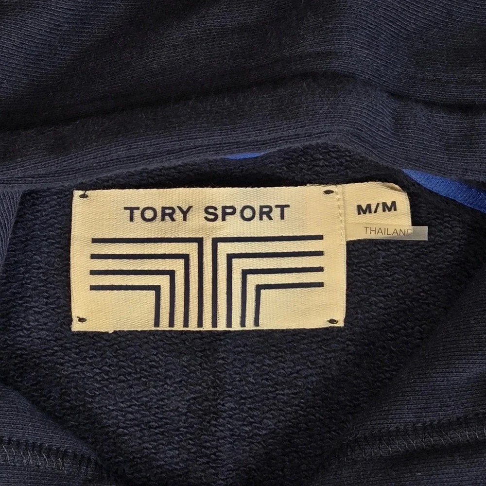Tory Burch Sport French Terry Chevron Hoodie Color Tory Navy/Snow White Size M